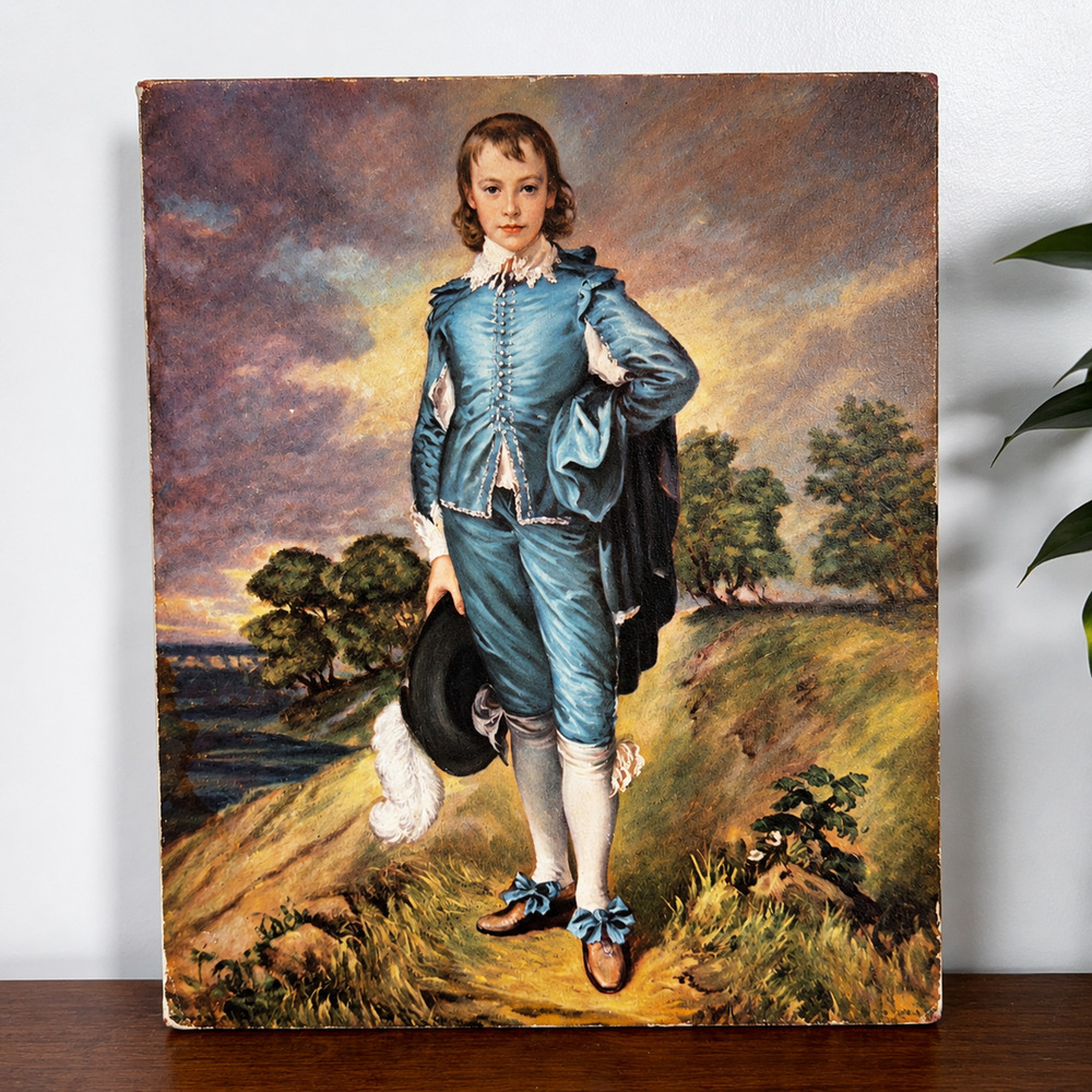 Vintage The Blue Boy Gainsborough Litho Print on Board 8 x 10 Art Decor